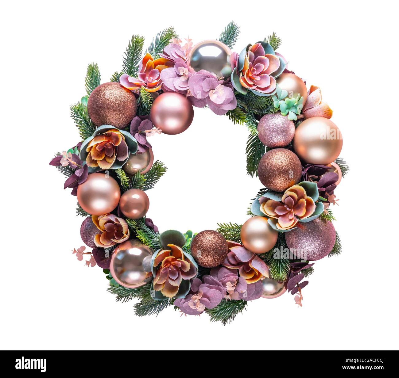 Christmas wreath on white background Stock Photo - Alamy