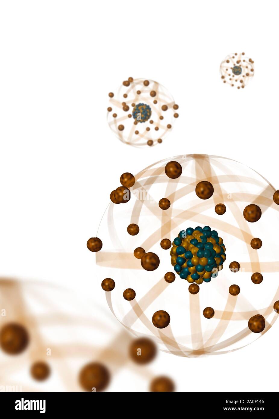 Atomic structure. Computer artwork showing a number of atoms ...