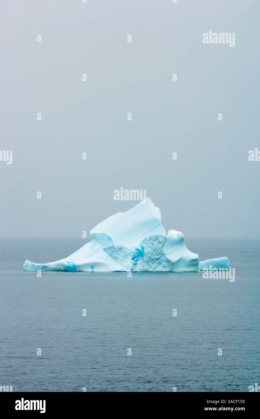 Iceberg in fog. Icebergs are large pieces of freshwater ice that have