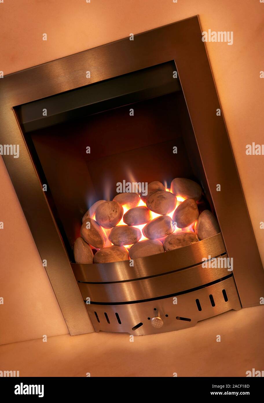 Domestic gas fire. Domestic gas fire burning Stock Photo Alamy