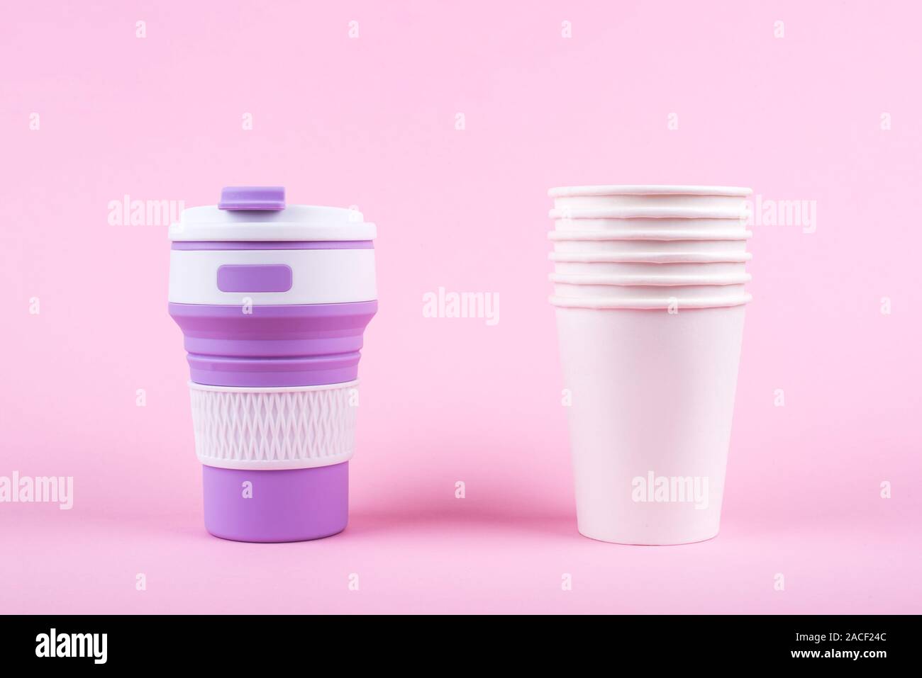 Reusable coffee cup vs disposable cups Stock Photo Alamy