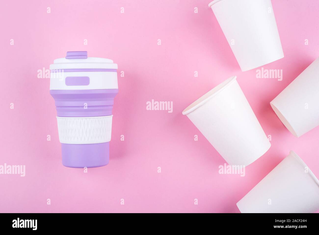 Reusable coffee cup vs disposable cups Stock Photo Alamy