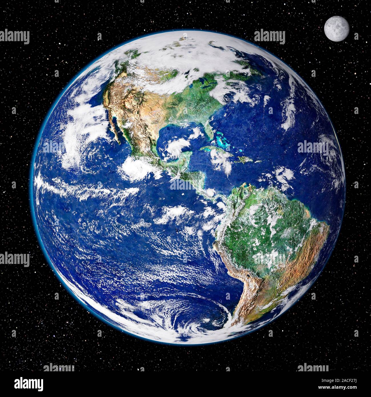 Earth from space. Satellite image showing North and South America as ...