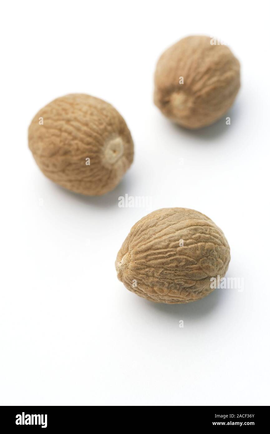 Nutmeg seed kernels. This aromatic spice is the seed kernel of the