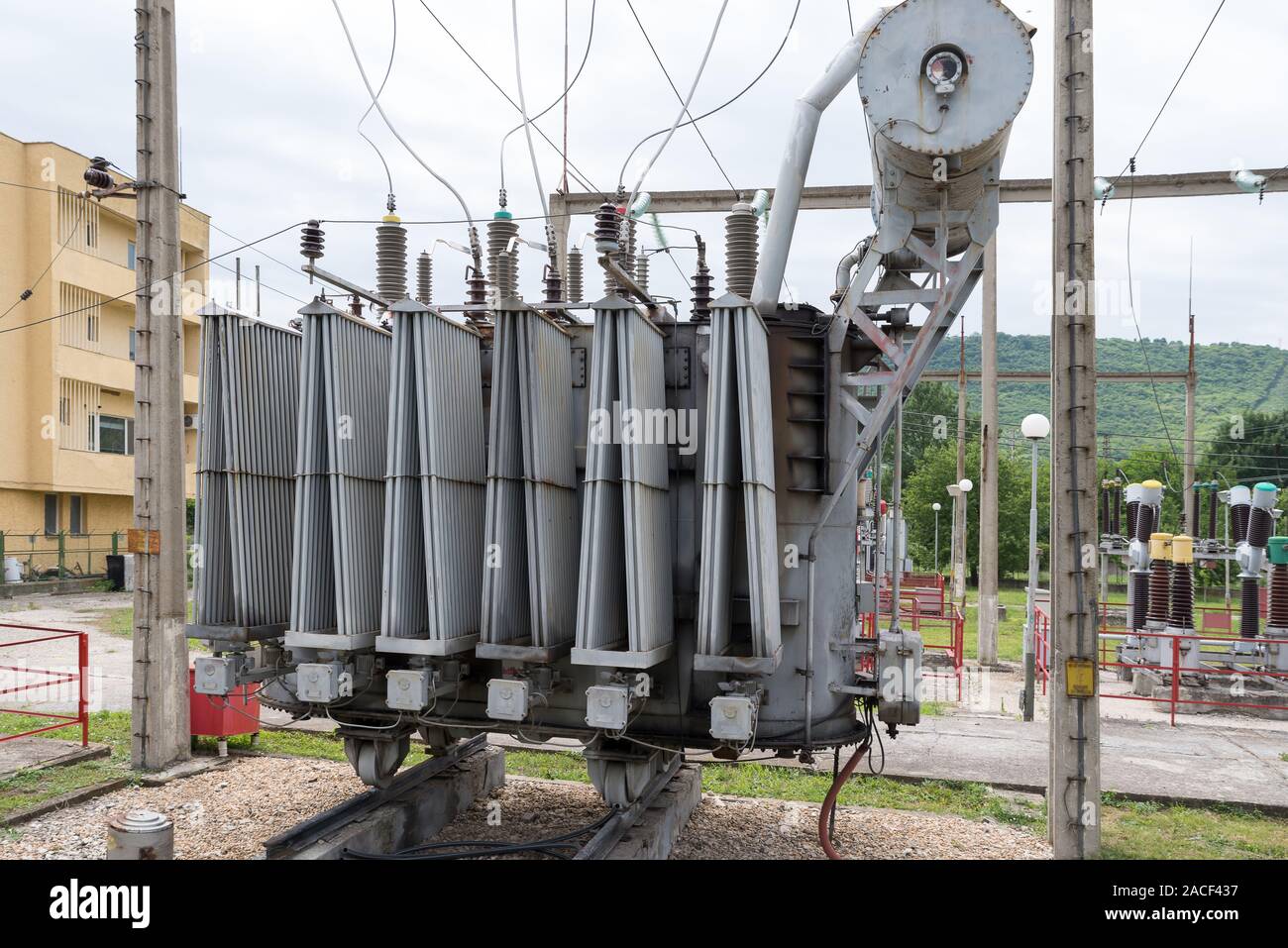 Electricity. Power Transformer Stock Photo