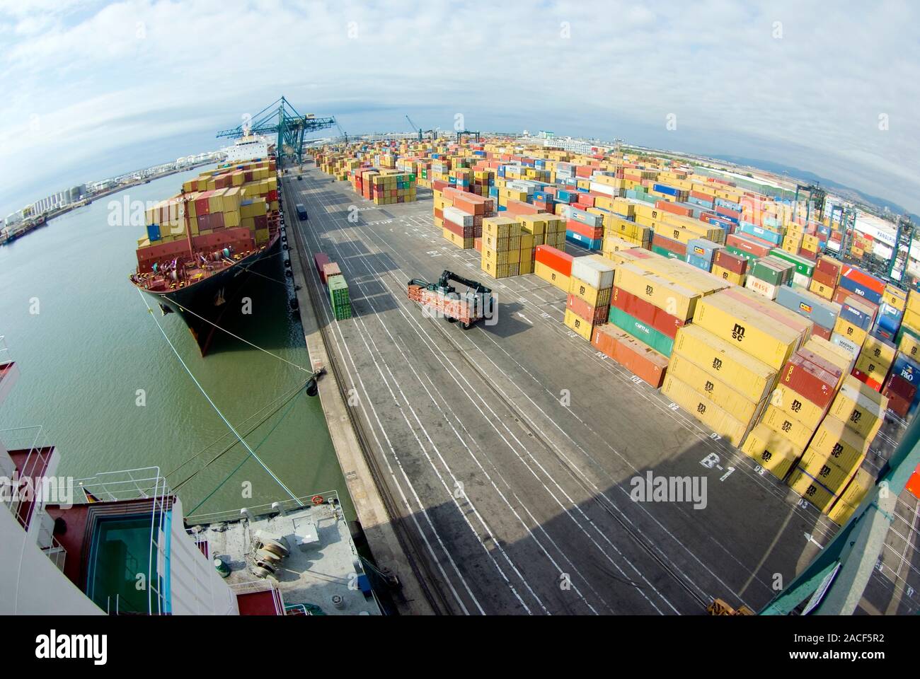 Rectangular Container Shipping Container ship and port. The containers are the large rectangular boxes ...