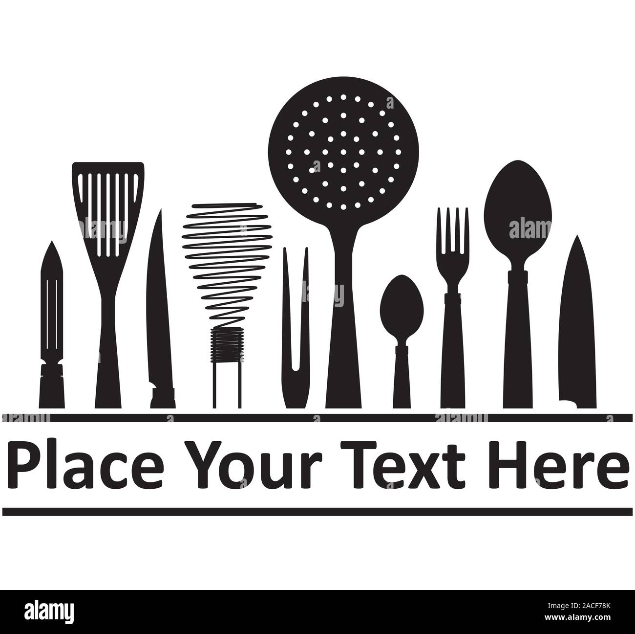 Abstract cooking design with kitchenware for your logo or emblem and