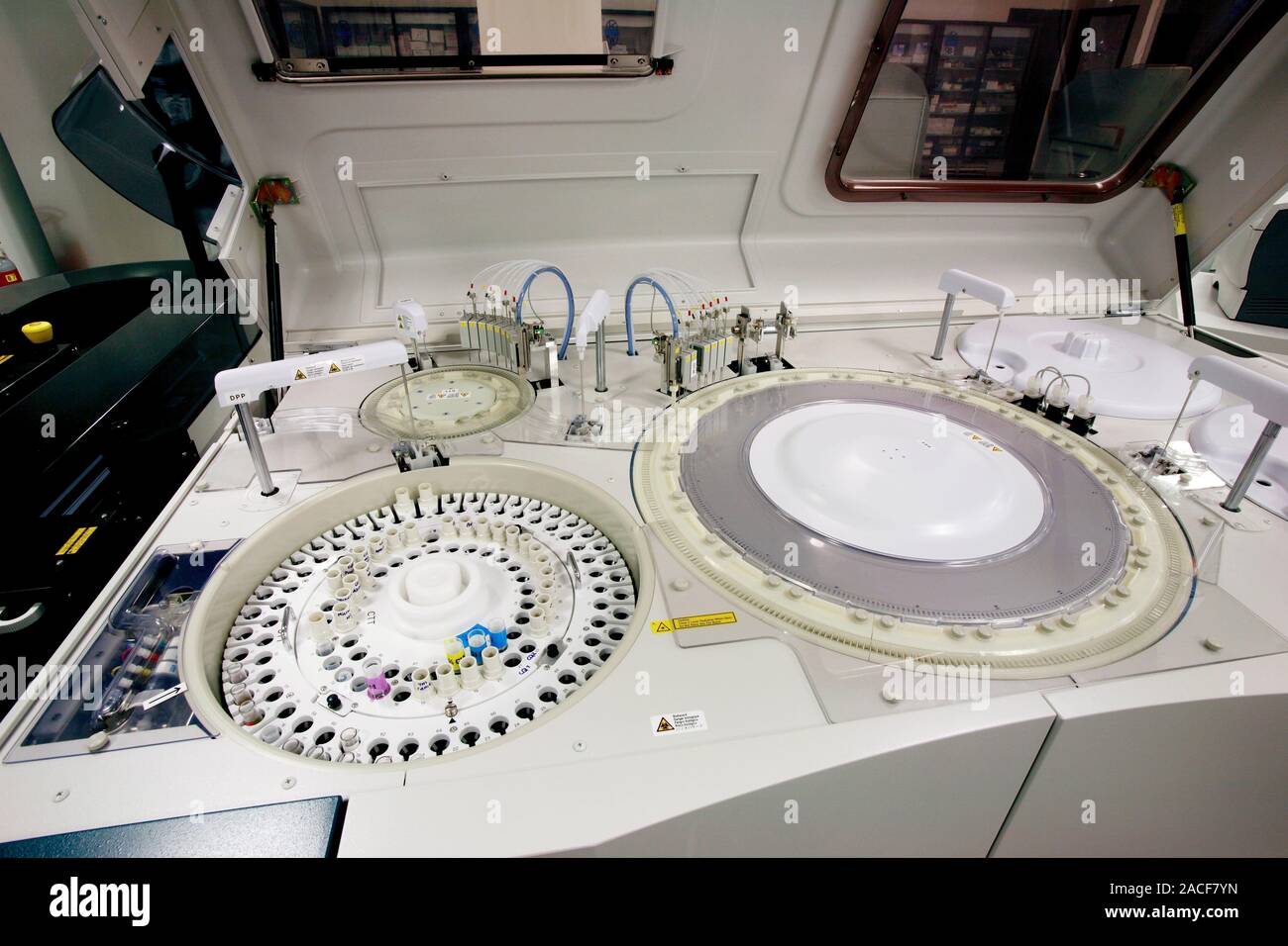 Blood centrifuge. A centrifuge is a machine that spins its contents