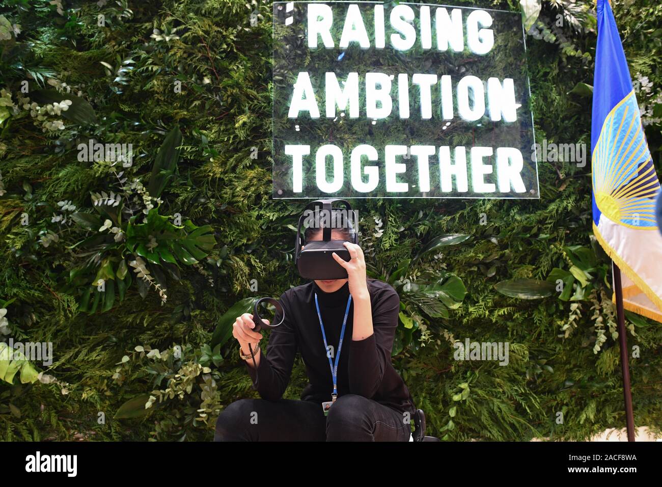 *** STRICTLY NO SALES TO FRENCH MEDIA OR PUBLISHERS *** December 02, 2019 - Madrid, Spain: Atmosphere at the venue of the UN climate conference COP25, where countries and international groups have set up their own pavilion to promote their action against global warming. Stock Photo