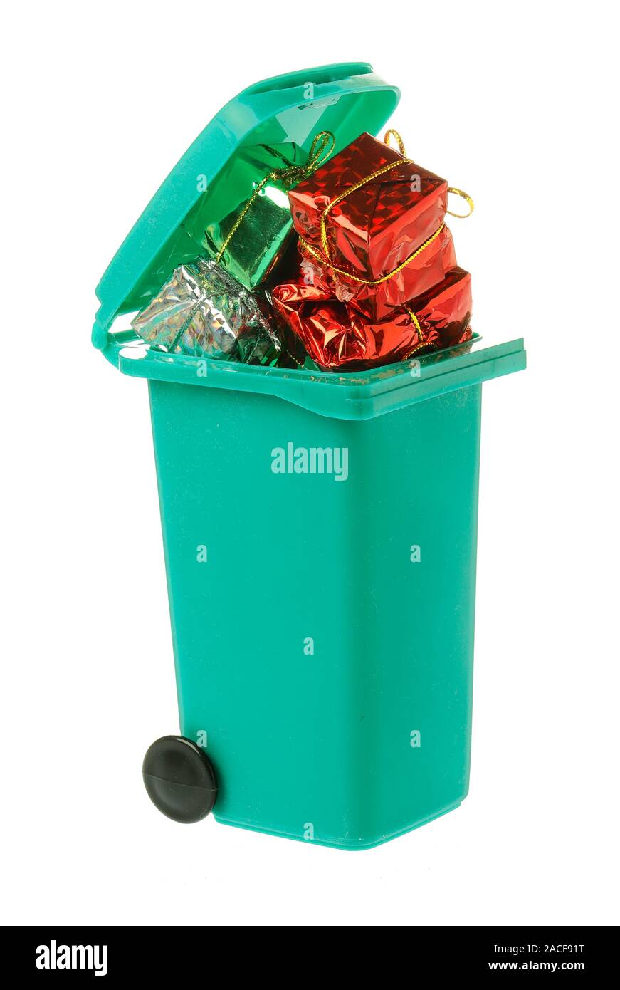 https://c8.alamy.com/comp/2ACF91T/a-green-garbage-bin-filled-with-wasted-wrapped-gift-boxes-isolated-on-white-background-2ACF91T.jpg