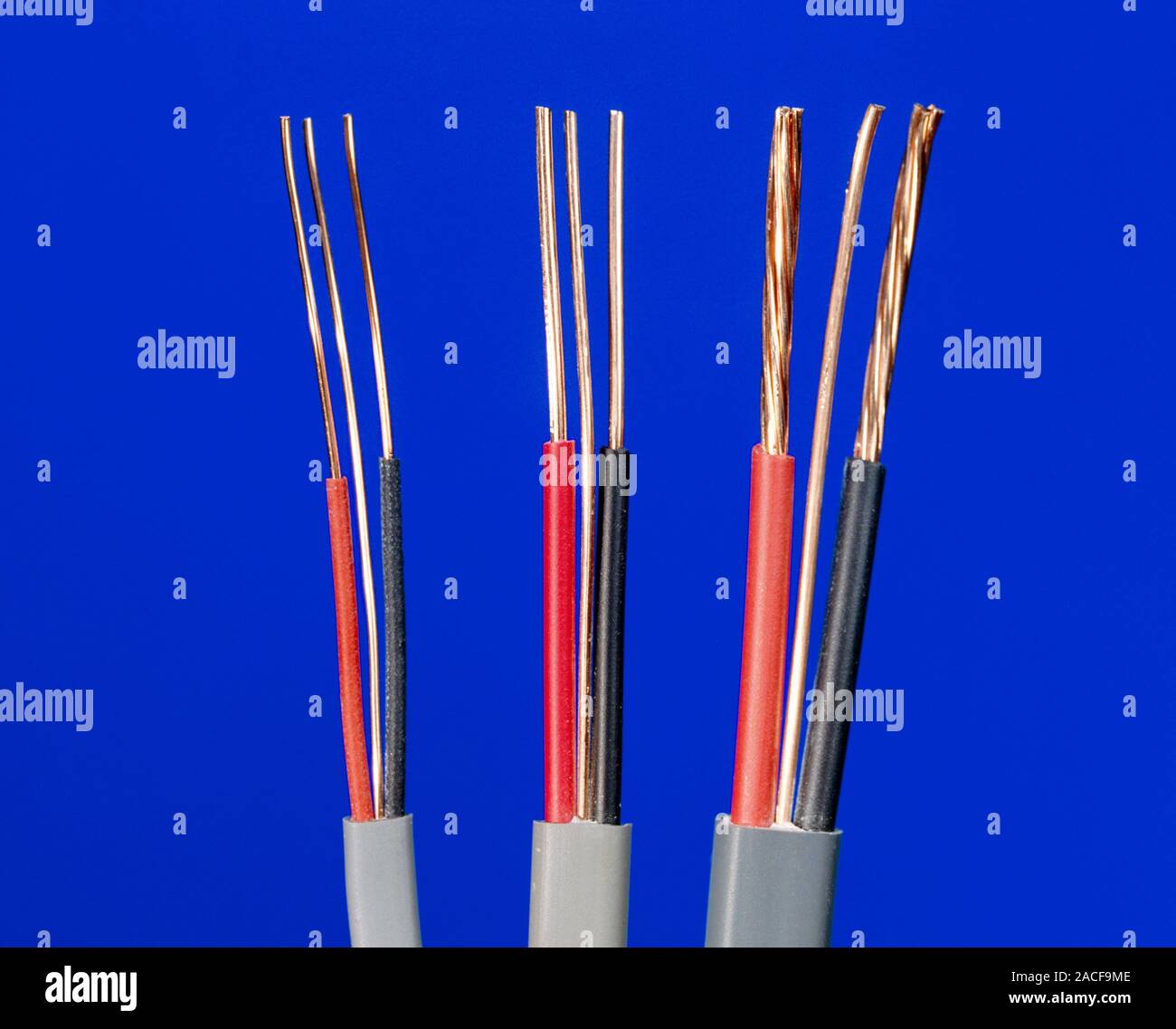 Electrical cables. Each cable is composed of a live, neutral and earth