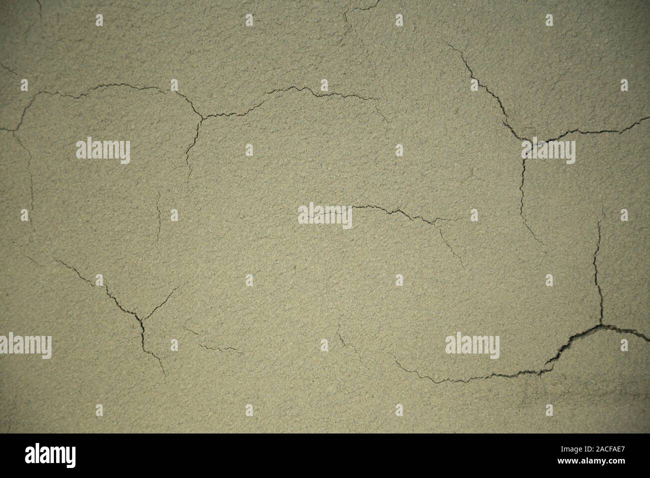 Close up of fresh dried lime plaster cracking. Lime plaster is an ecological alternative without any chemical additives Stock Photo