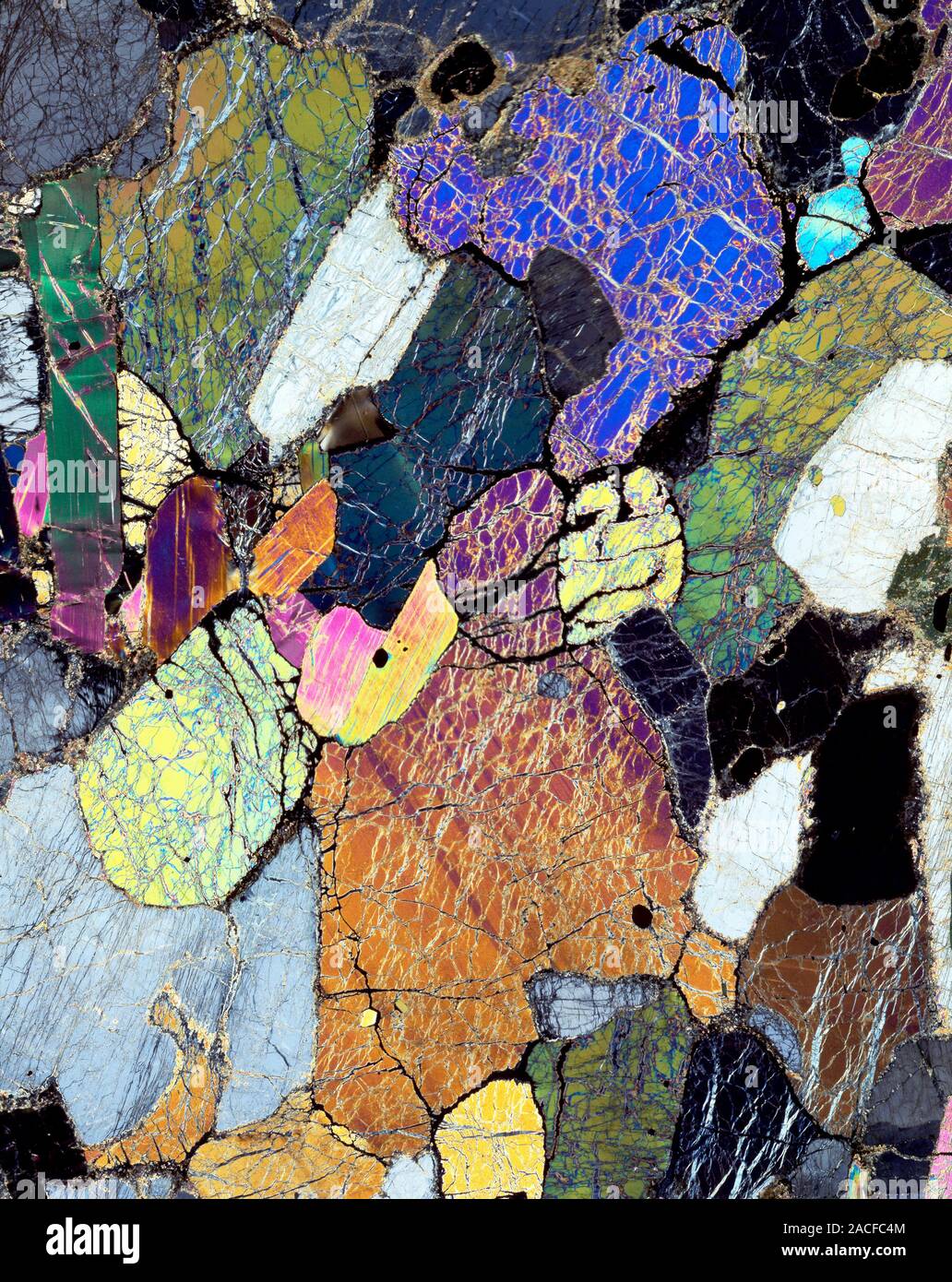 Kimberlite rock. Polarised light micrograph of kimberlite, best known ...