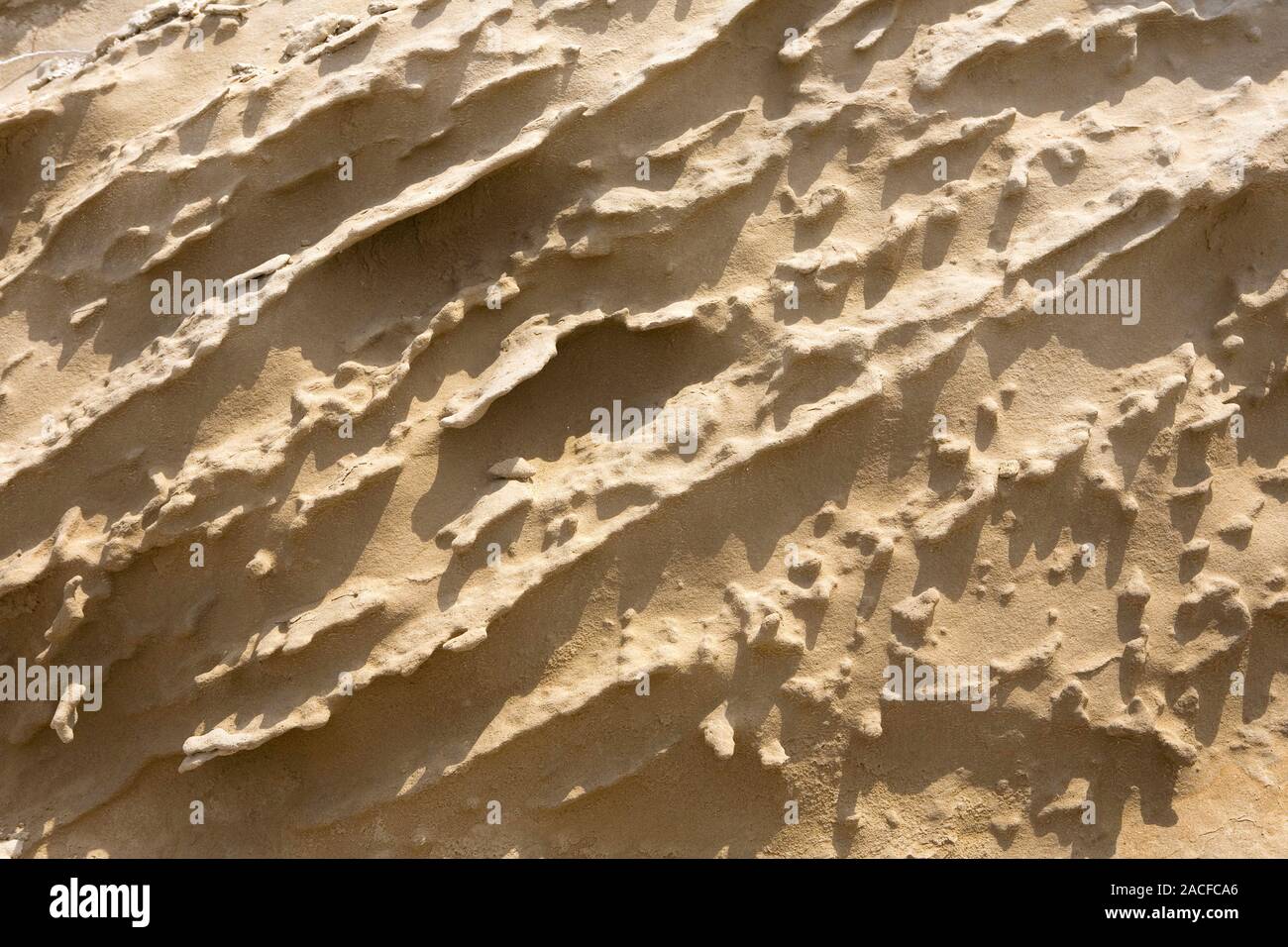 Eroded sedimentary rock. Eroded outcrop of sediments, marls and ...