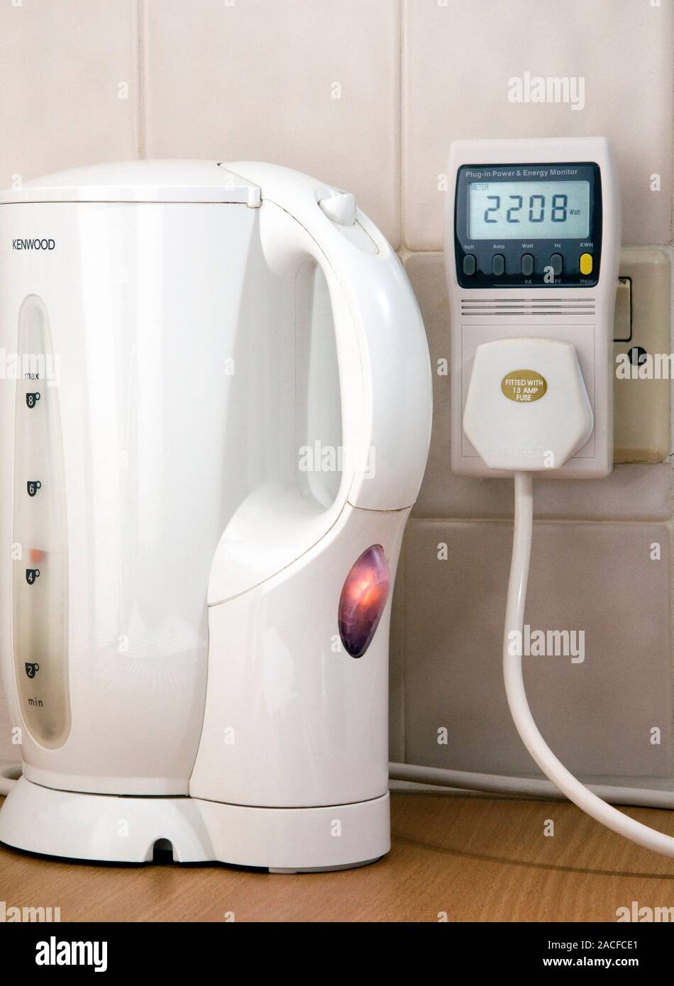 Kettle energy consumption. Display of a plugin energy monitor, showing