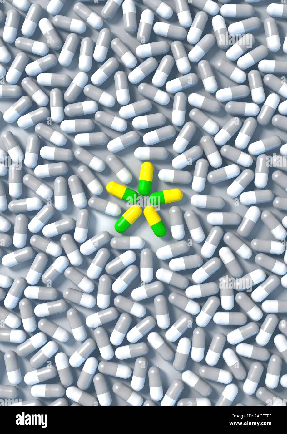 Correct drug treatment, conceptual computer artwork. Stock Photo