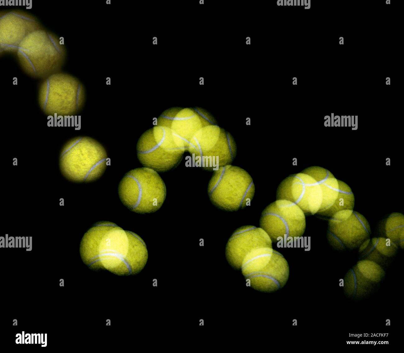 Bouncing ball, stroboscope image. This image shows the motion and