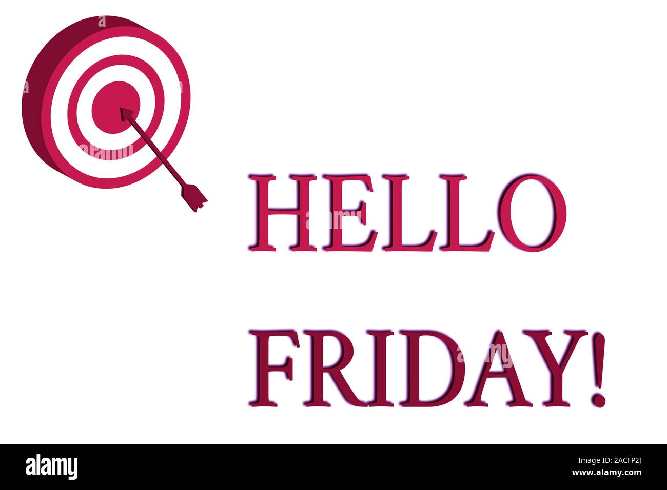 Word writing text Hello Friday. Business photo showcasing you say this for wishing and hoping another good lovely week Dart Board in Circle Concentric Stock Photo