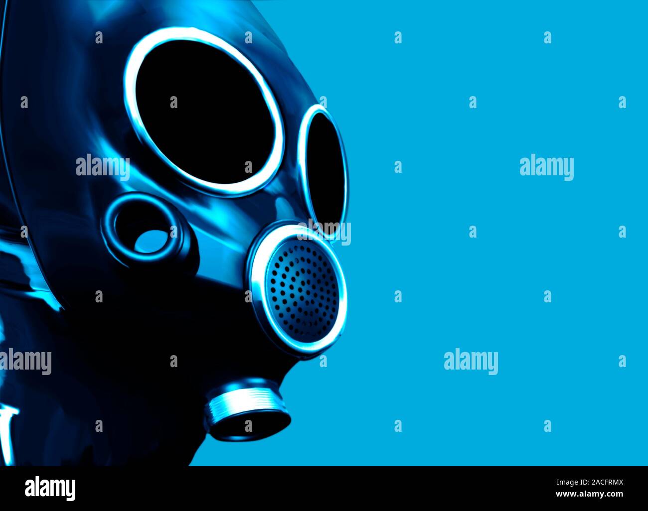 Gas mask, computer artwork. This is worn over the face to protect the ...