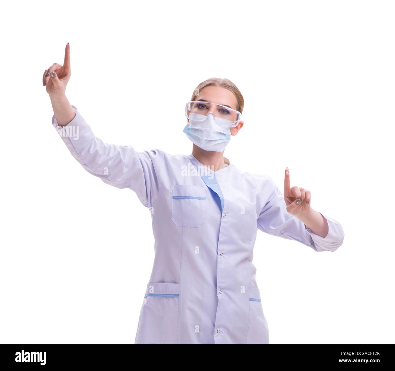 The young woman doctor isolated on white background Stock Photo - Alamy