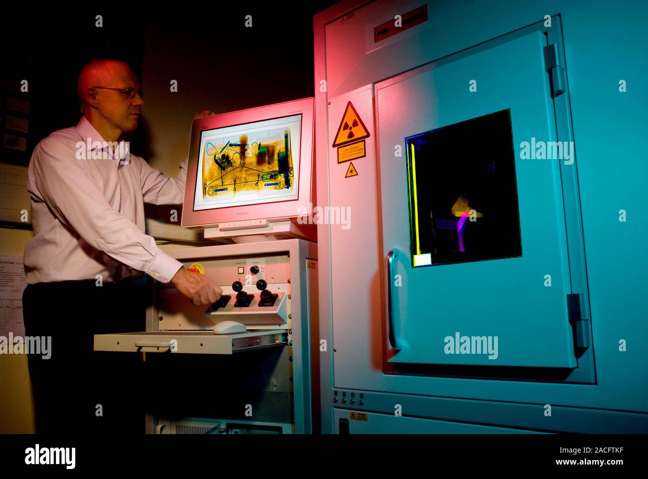 3D Xray security scanner development. Scientist using imaging