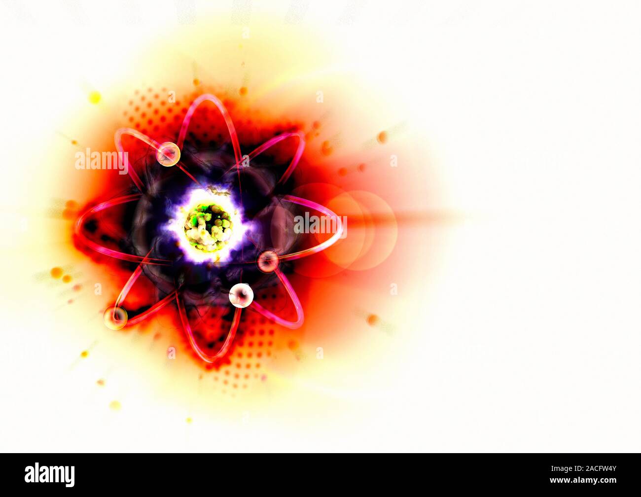 Atomic structure. Conceptual computer artwork of electron orbit paths ...