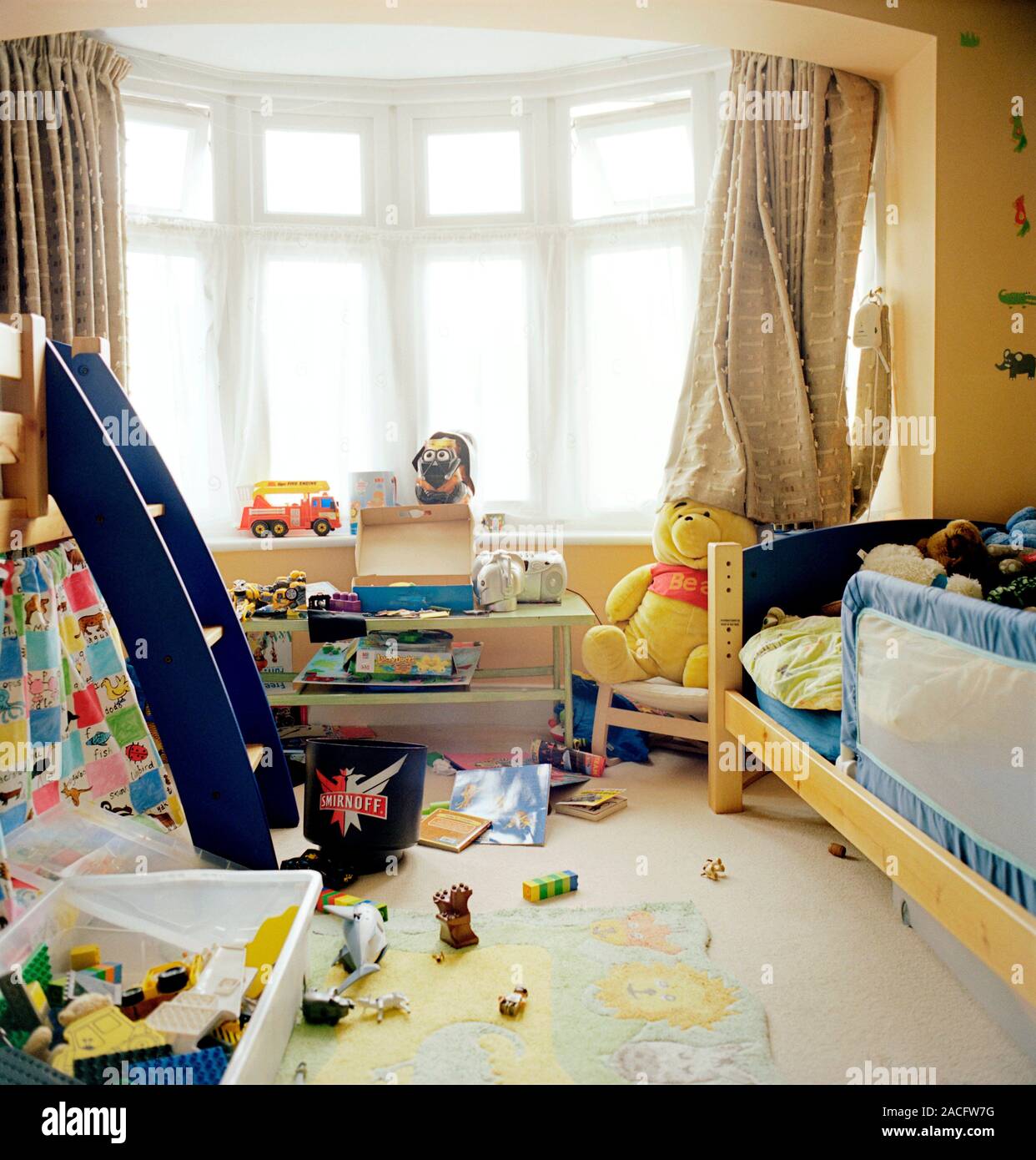 Child's bedroom. This is the bedroom of a 4yearold boy Stock Photo