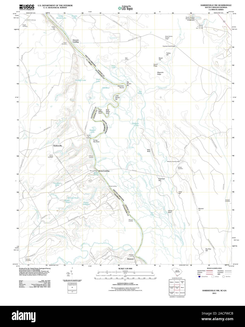 USGS TOPO Map South Carolina SC Hardeeville NW 20110815 TM Restoration Stock Photo Alamy