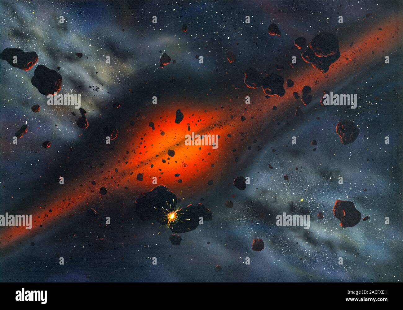 Early solar system. Artwork of the early solar system during its ...