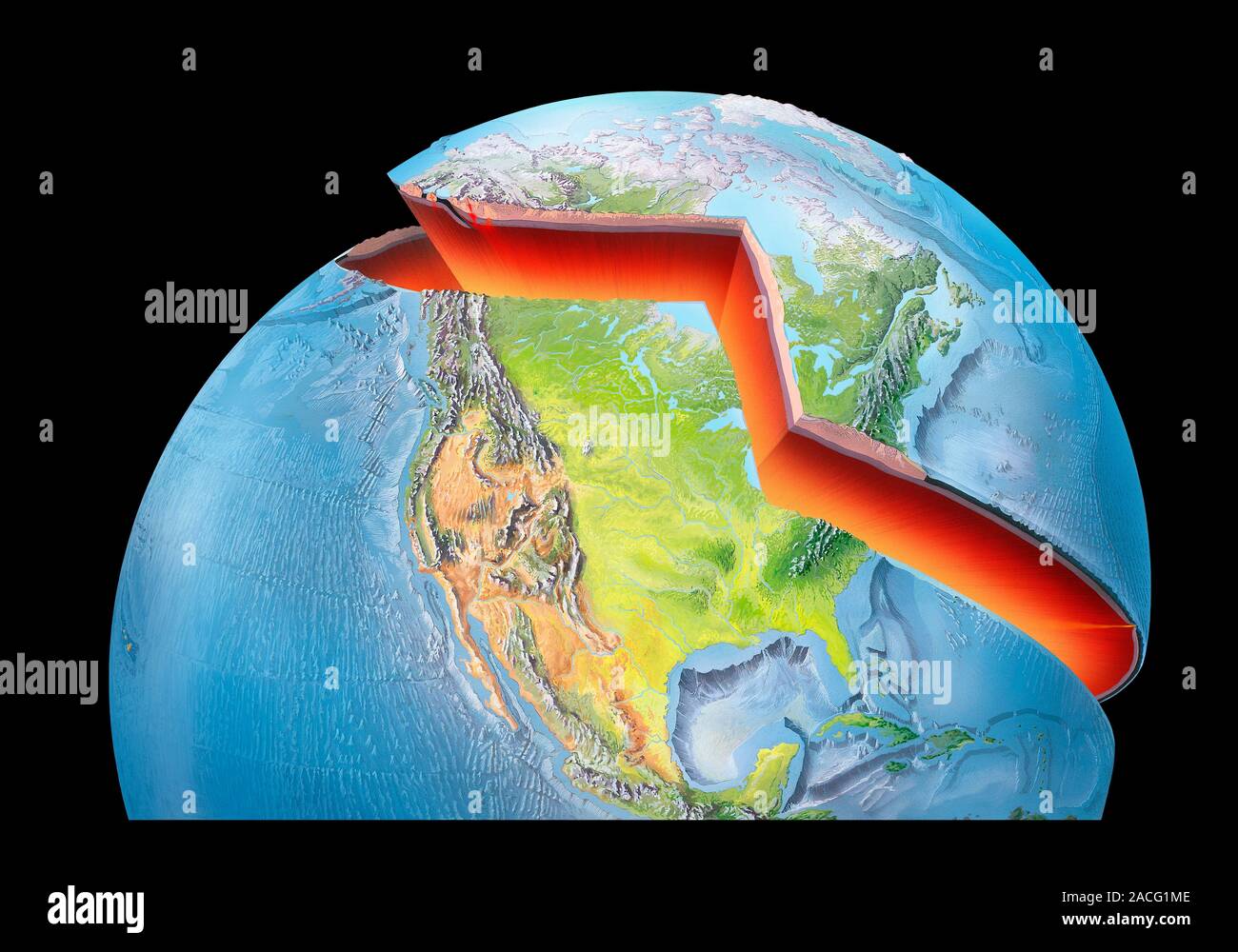 Earth layers, computer artwork. The external layer shows the Earth's ...