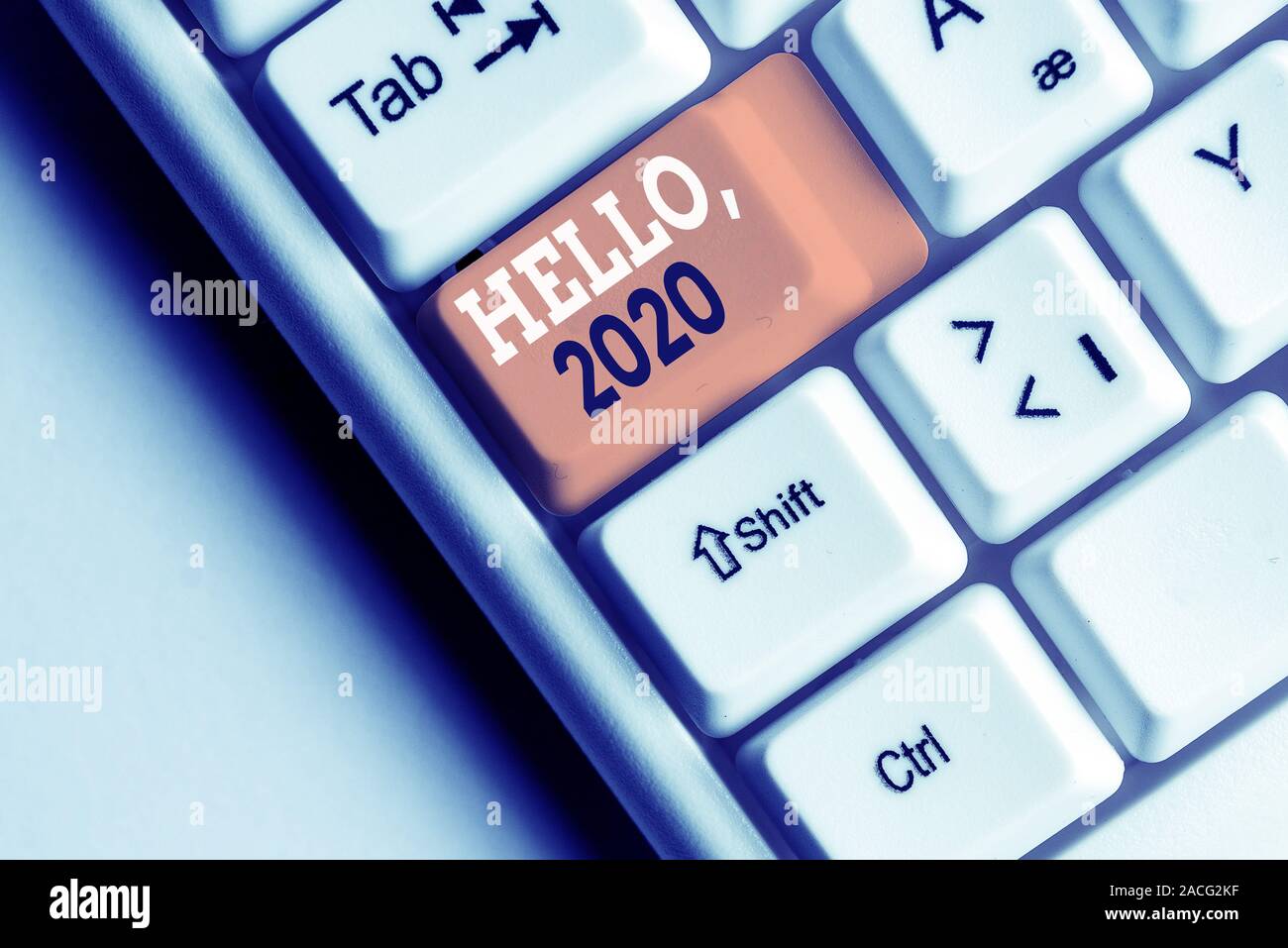 Writing note showing Hello 2020. Business concept for expression or ...