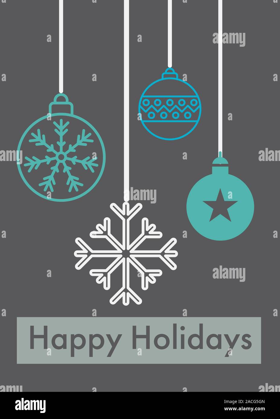 Grey and Teal Illustration Happy Holidays size 2 Stock Photo