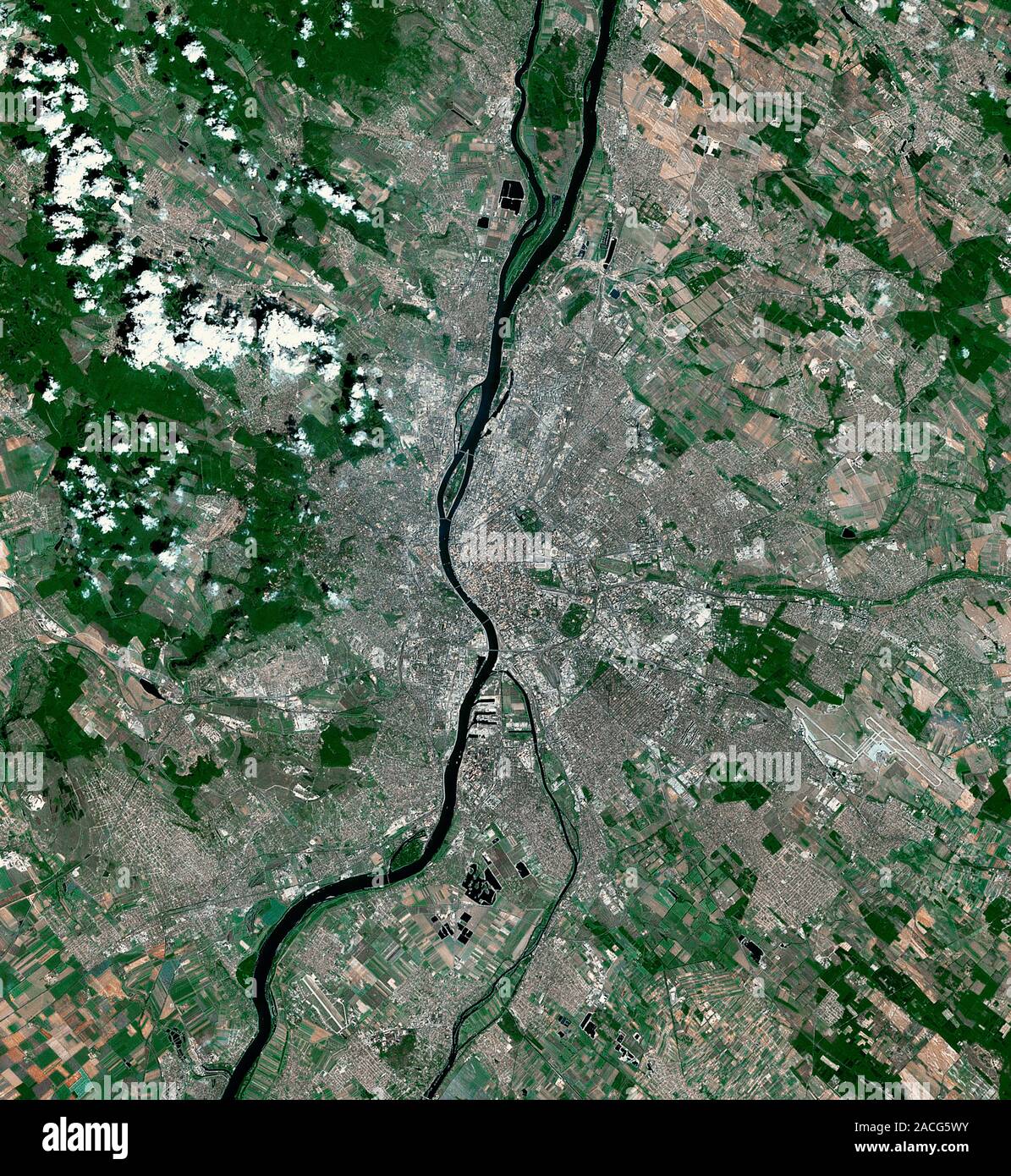 Budapest, Hungary. Satellite image of Budapest, the capital city of