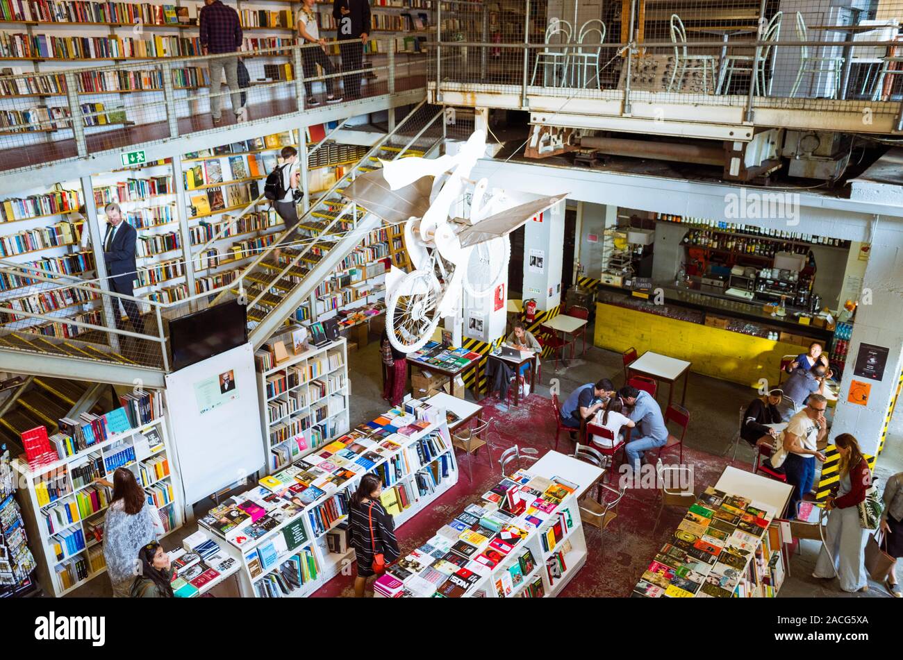 Lisbon, Portugal : Book store within the LX factory creative hub complex.  Set in a former fabric factory it now houses several art spaces, coffee  shop Stock Photo - Alamy