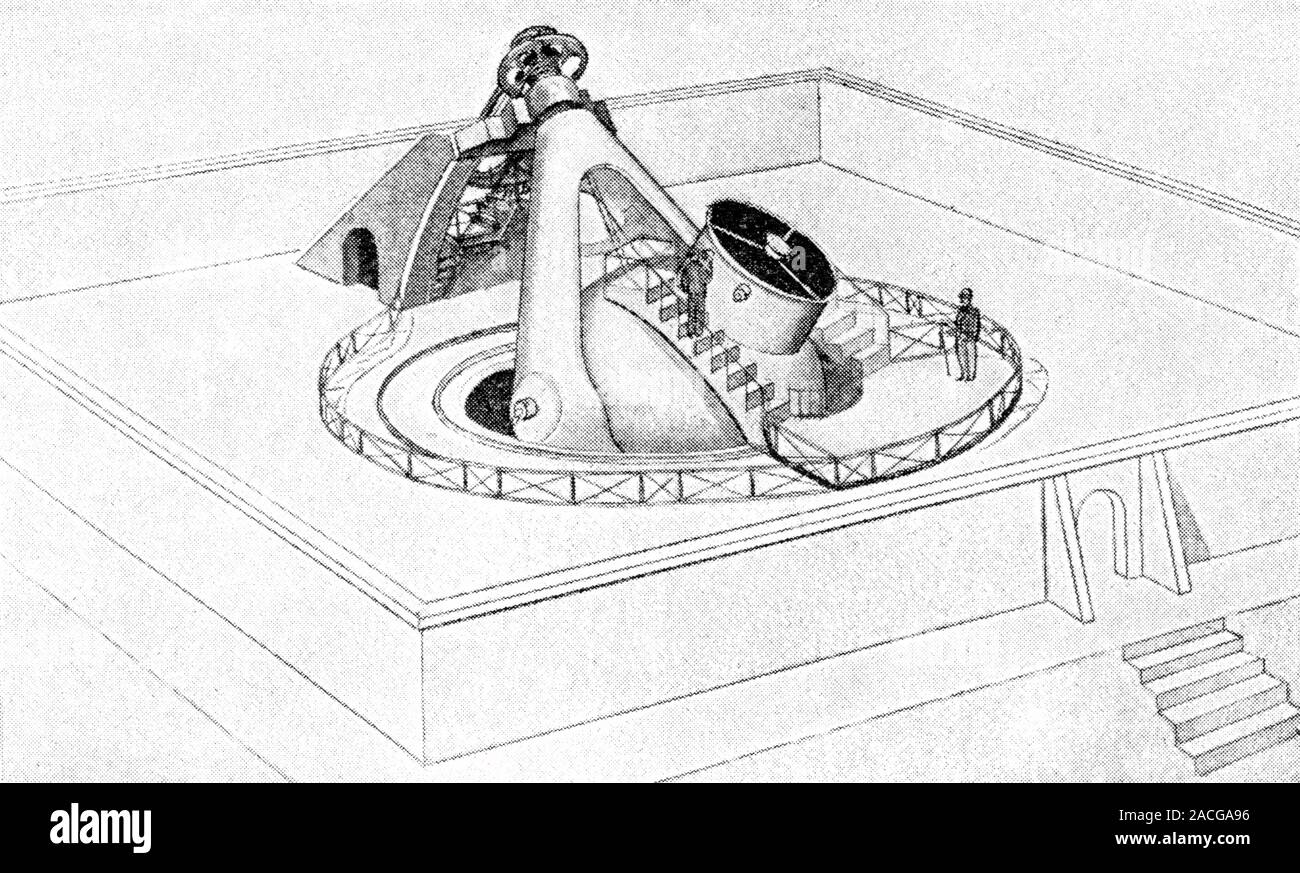 Water floating telescope. Artwork of the design of a water floating