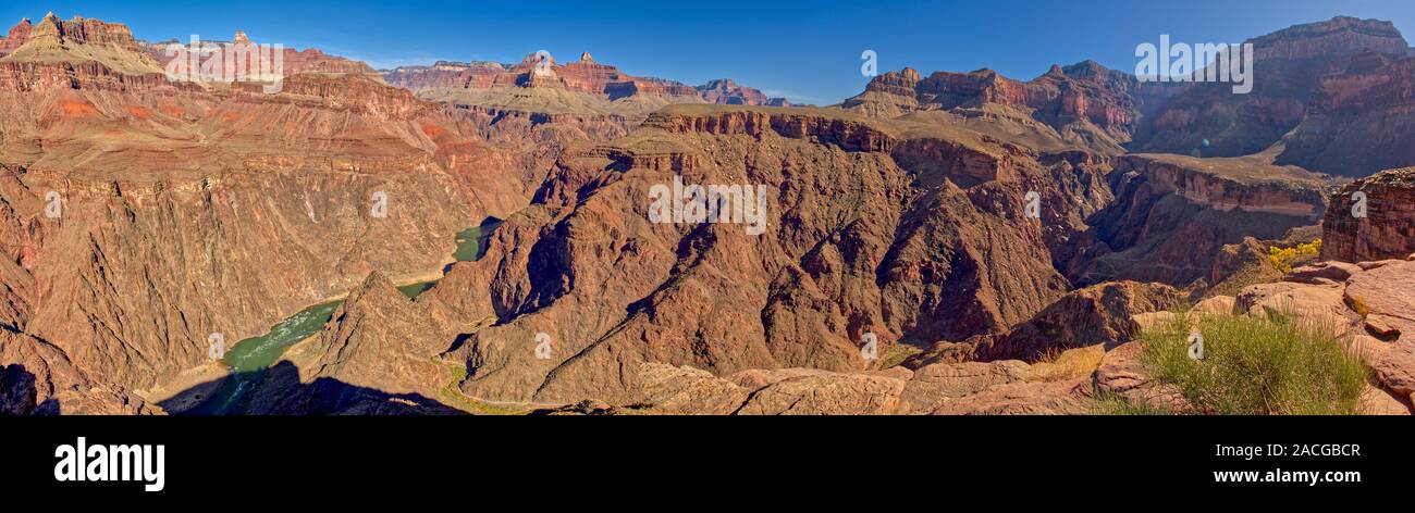 Colorado River and Bright Angel Canyon from Plateau Point, Grand Canyon, Arizona, USA Stock Photo