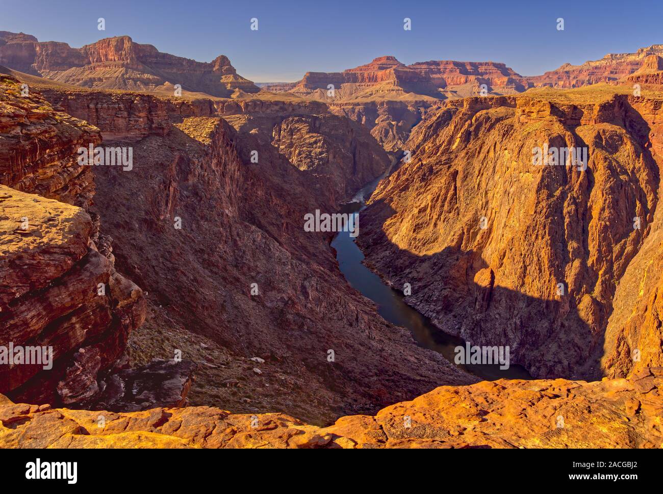 Colorado River viewed from West Plateau Point, Grand Canyon, Arizona, USA Stock Photo
