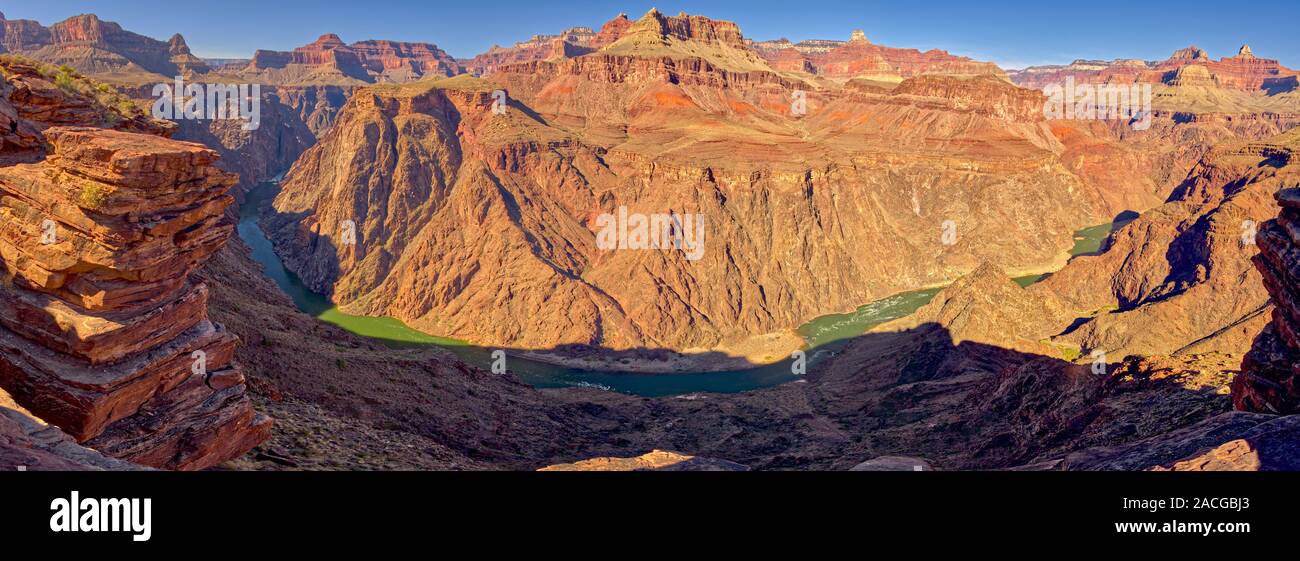 Colorado River and Bright Angel Canyon from Plateau Point, Grand Canyon, Arizona, USA Stock Photo