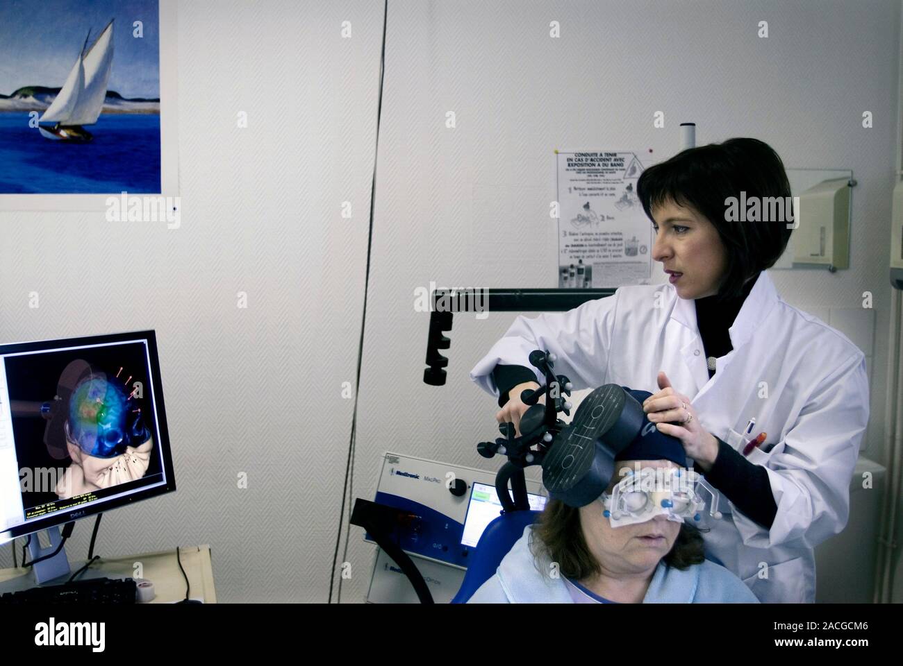 therapy for depression. Patient undergoing transcranial