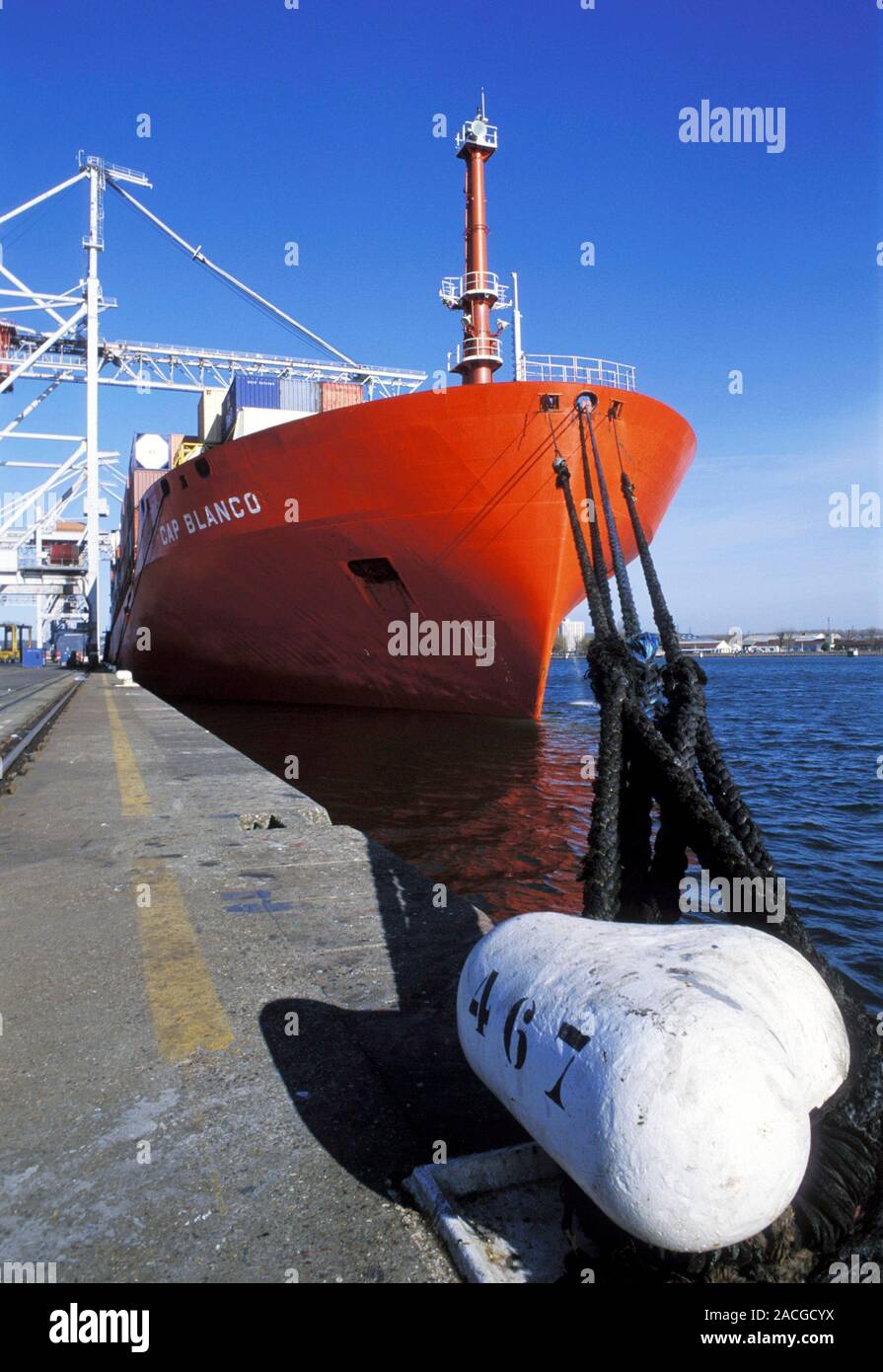 Container ship. The Cap Blanco container ship loaded with cargo
