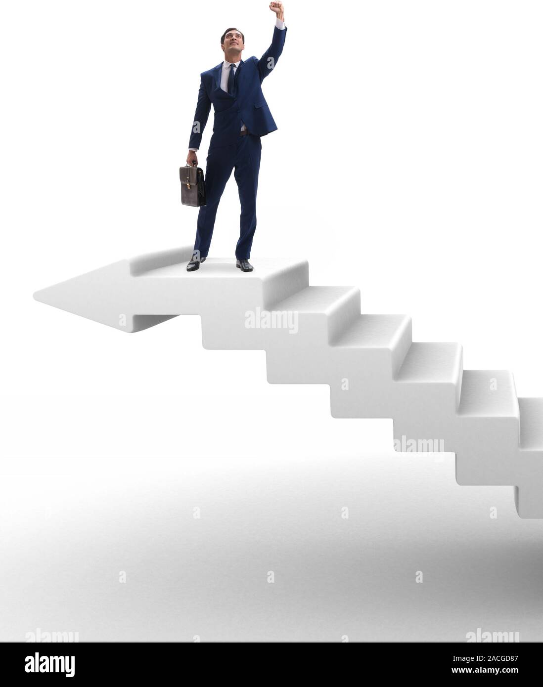 The businessman climbing career ladder in business concept Stock Photo ...