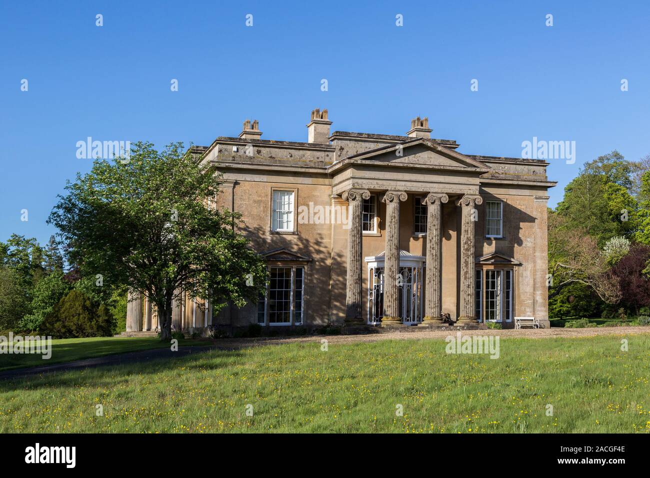 Clytha House, neo-classical architecture in Greek Doric style, Monmouthshire, Wales, UK Stock Photo
