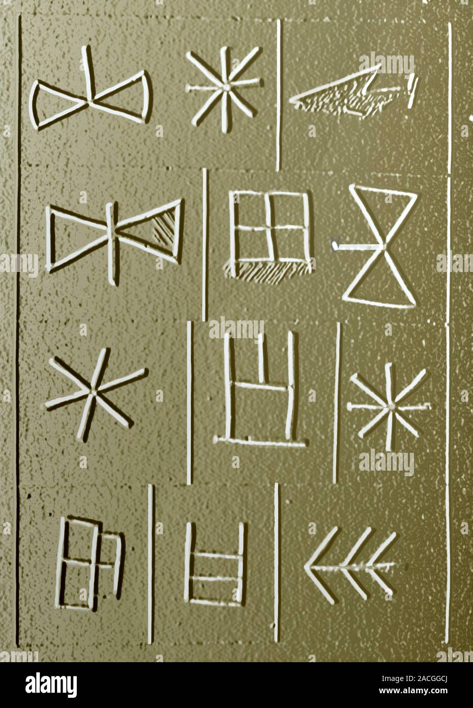 Minoan scripts. Three scripts found by Arthur Evans on blocks in ...