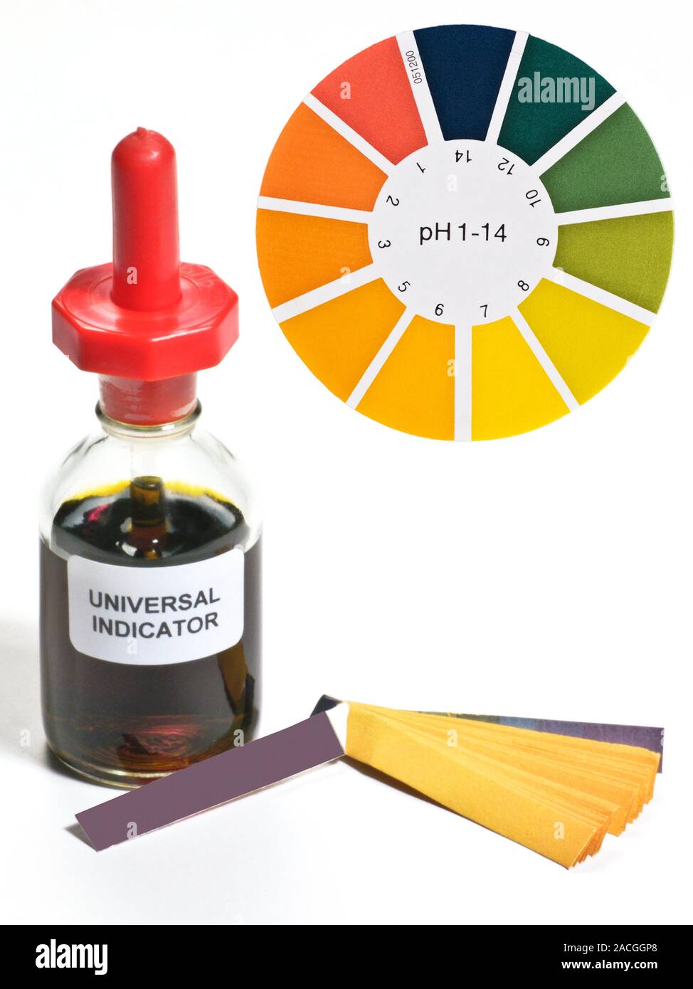 Universal indicator solution and paper. This indicator, available in