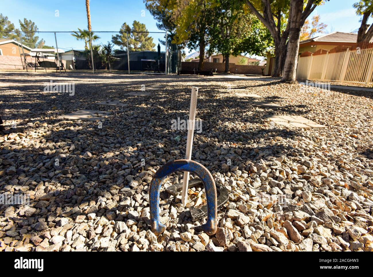 A horseshoe game pit Stock Photo Alamy