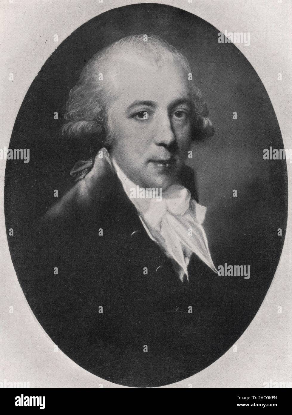 Richard Brinsley Sheridan was an Irish satirist, a playwright, poet and long-term owner of the London Theatre Royal, Drury Lane,  drawn by John Russell Stock Photo