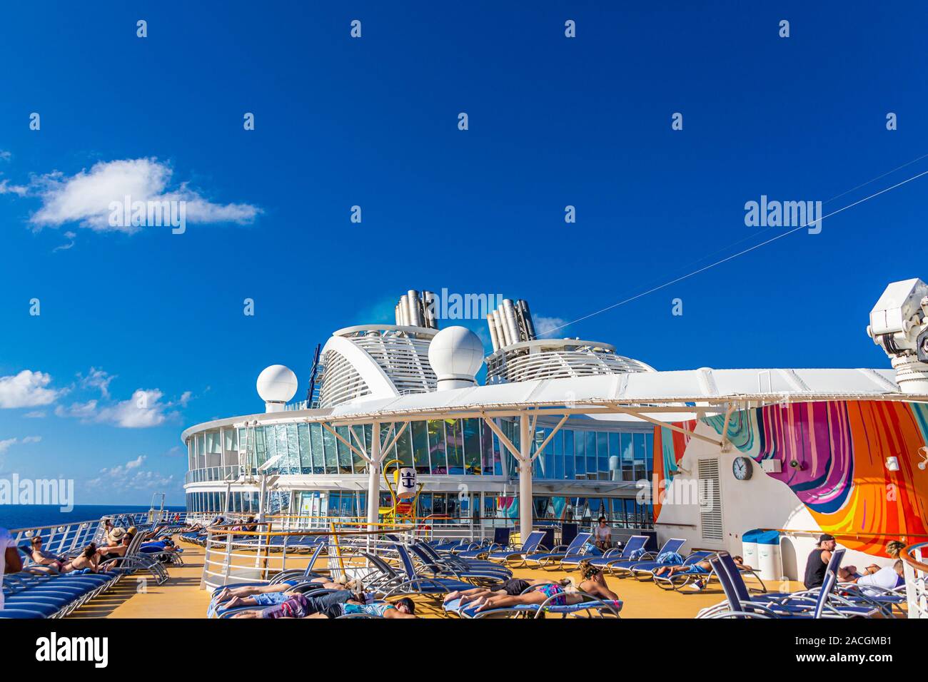 Upper Pool Deck on a Cruise Ship Stock Photo