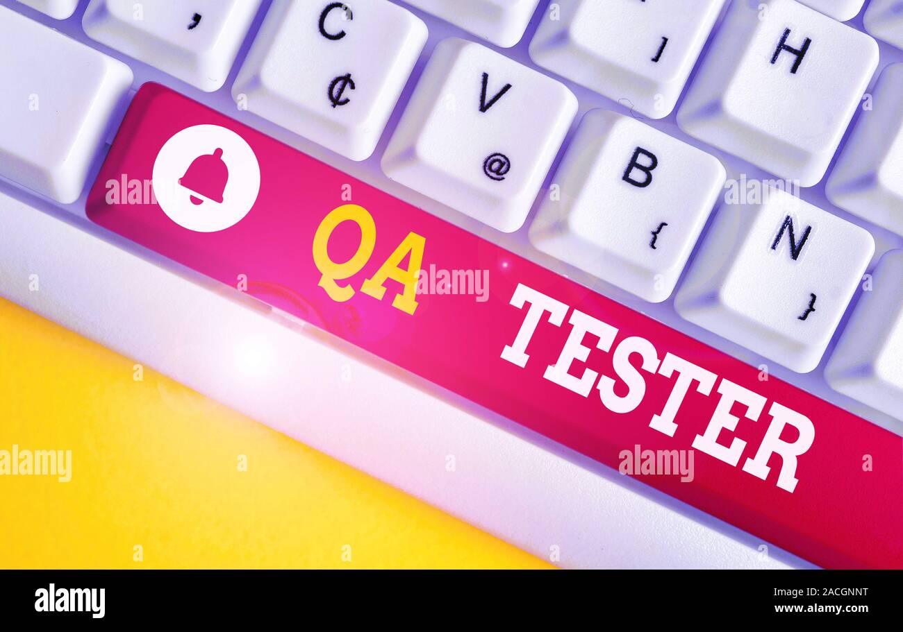 Text sign showing Qa Tester. Business photo showcasing Quality ...
