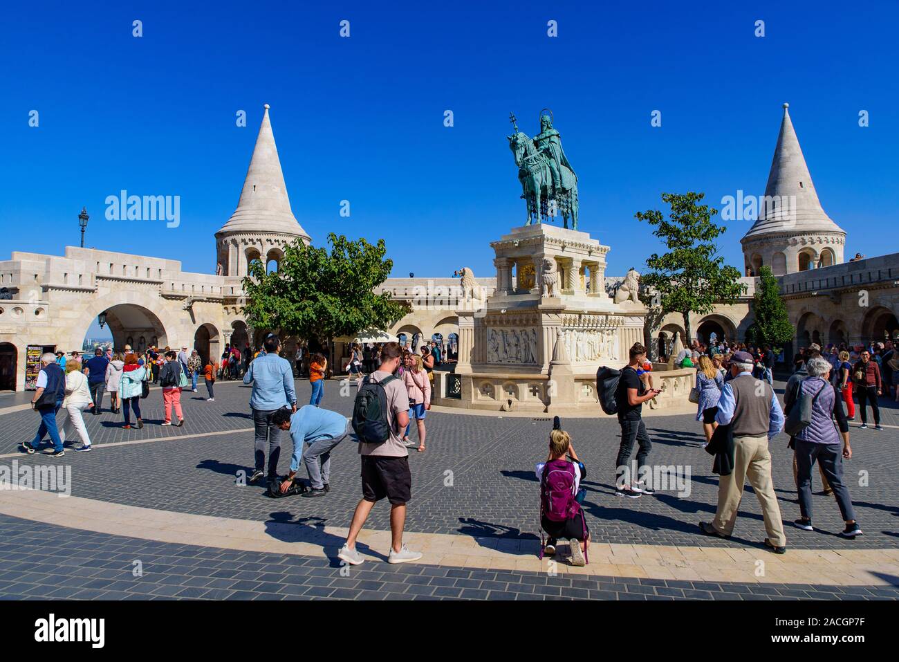 Fisherman's Bastion, one of the best known monuments in Budapest in the Buda Castle District, Hungary Stock Photo