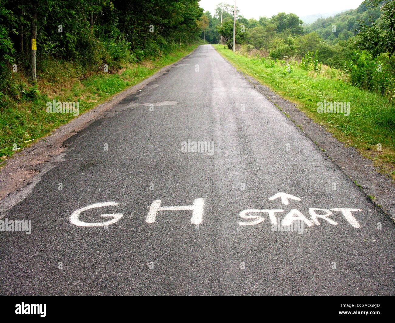 Gravity Hill, New Paris, Pennsylvania, USA. This is an example of a